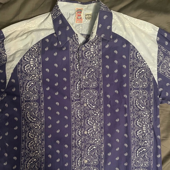 Men’s 3x A. Tiziano blue bandana button up shirt - Picture 1 of 4